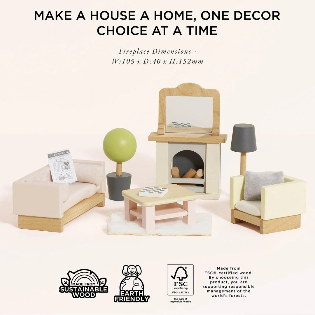 Le Toy Van Wooden Dolls House Living Room - 19 Piece