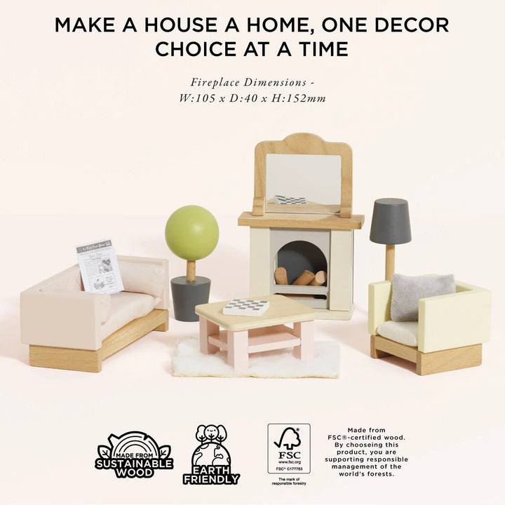 Le Toy Van Wooden Dolls House Living Room - 19 Piece