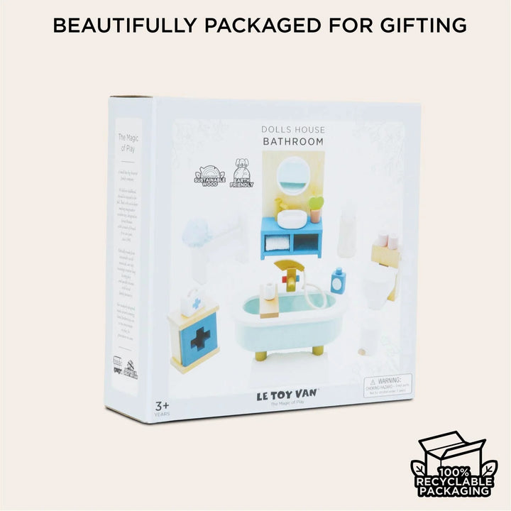 Le Toy Van Wooden Dolls House Bathroom Furniture - 19 Pc