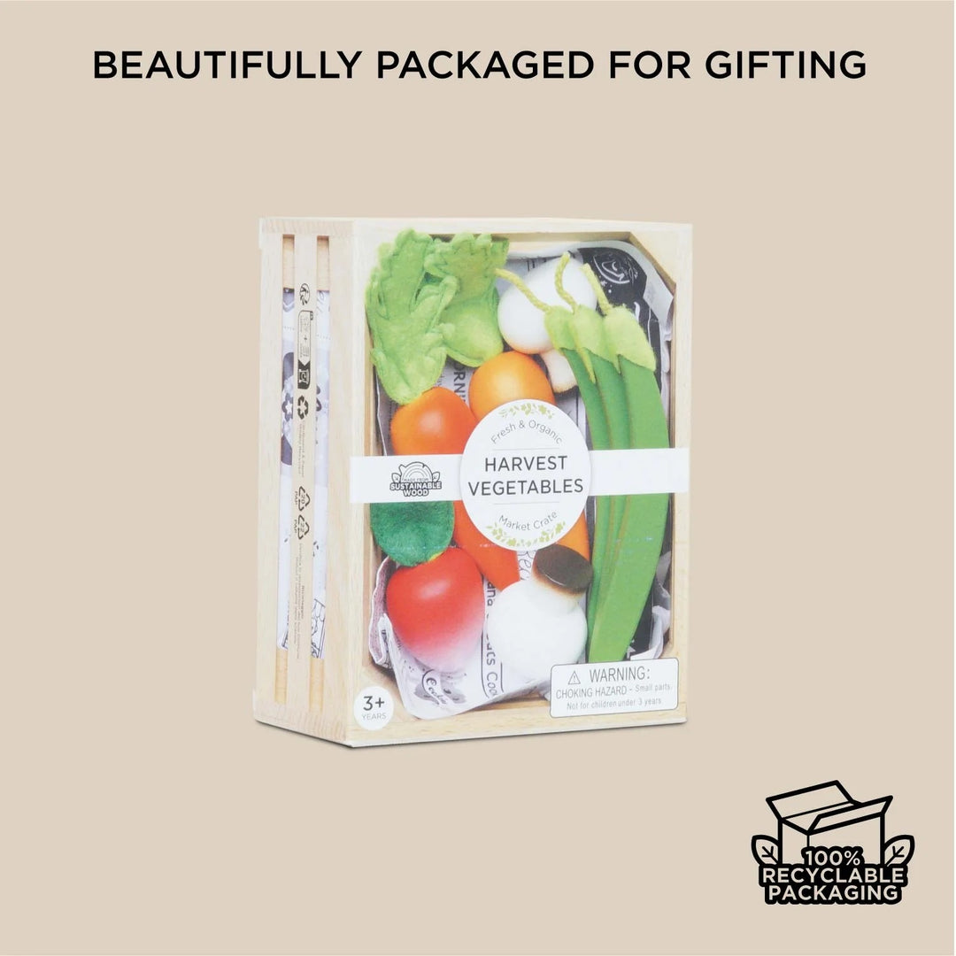 Le Toy Van Harvest Vegetables Wooden Food Crate - 9 Piece