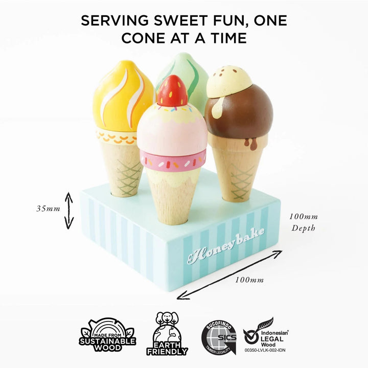 Le Toy Van Wooden Ice Cream Cones Set
