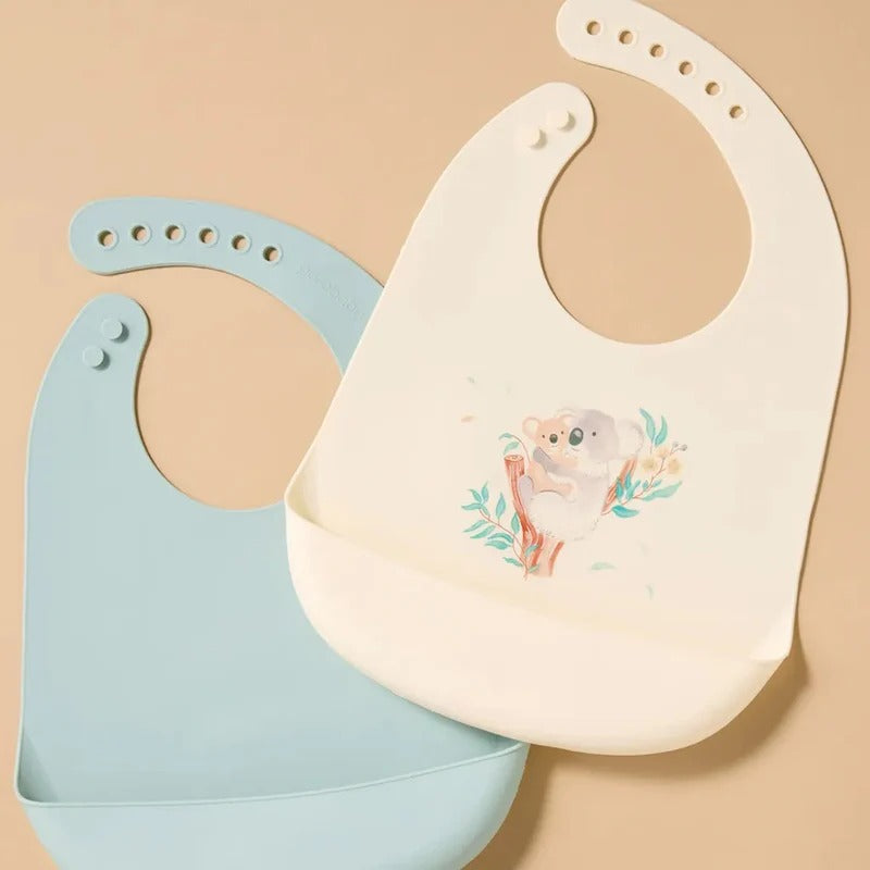 Purebaby Silicone Feeding Bib 2 Pack Organic