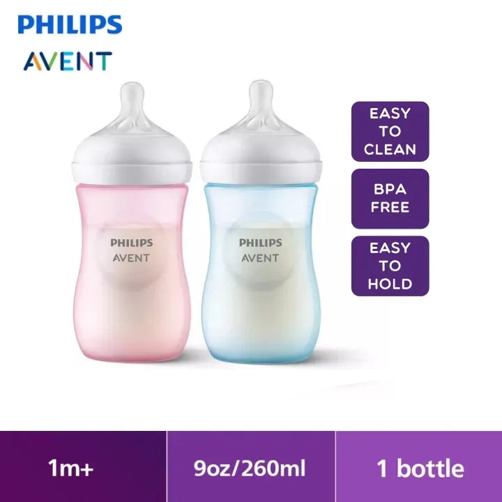 Philips Avent Natural Response PP 9Oz Bottle Blue/Pink - Single