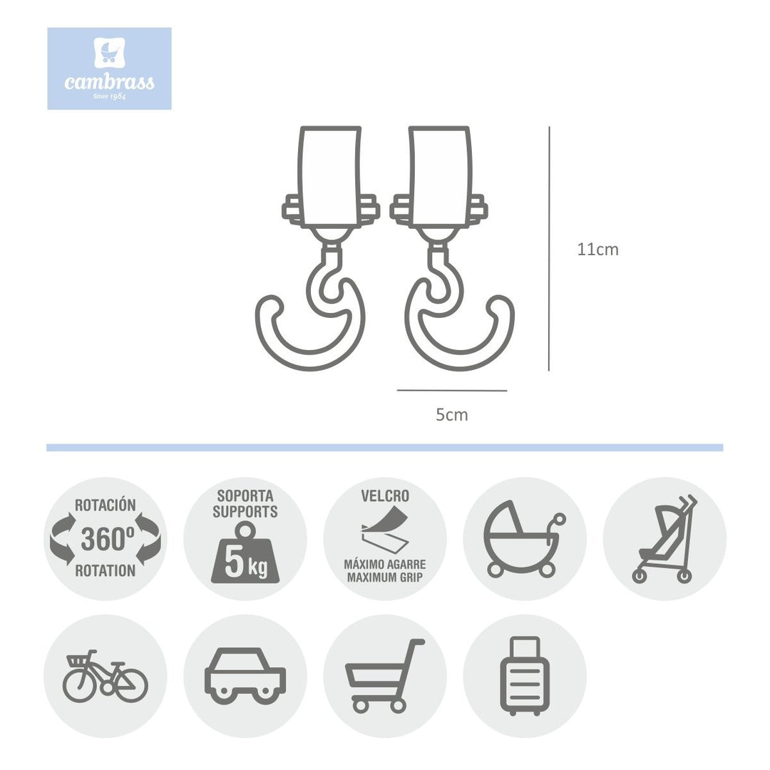 Cambrass Stroller Magic Hook Solid Black 10x6x3cm