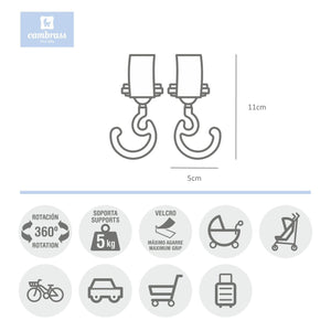 Cambrass Stroller Magic Hook Solid Black 10x6x3cm