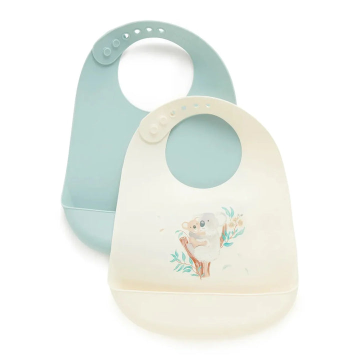 Purebaby Silicone Feeding Bib 2 Pack Organic