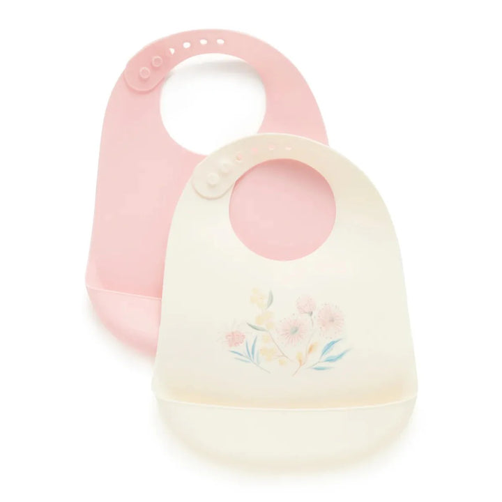 Purebaby Silicone Feeding Bib 2 Pack Organic