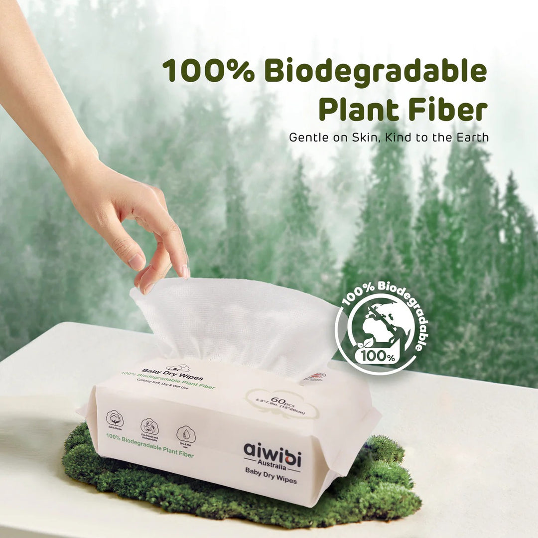 Aiwibi Baby Biodegradable Dry Wipes (60's x 1Pack)