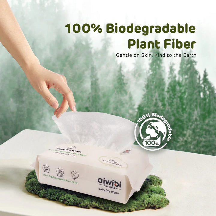 Aiwibi Baby Biodegradable Dry Wipes (60's x 1Pack)
