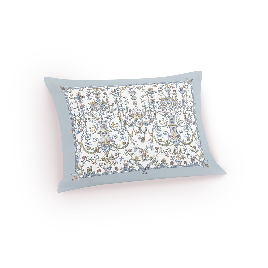 Atelier Choux Satin Cushion - Toile de Jouy Blue - Atelier Choux & Caitlin Wilson