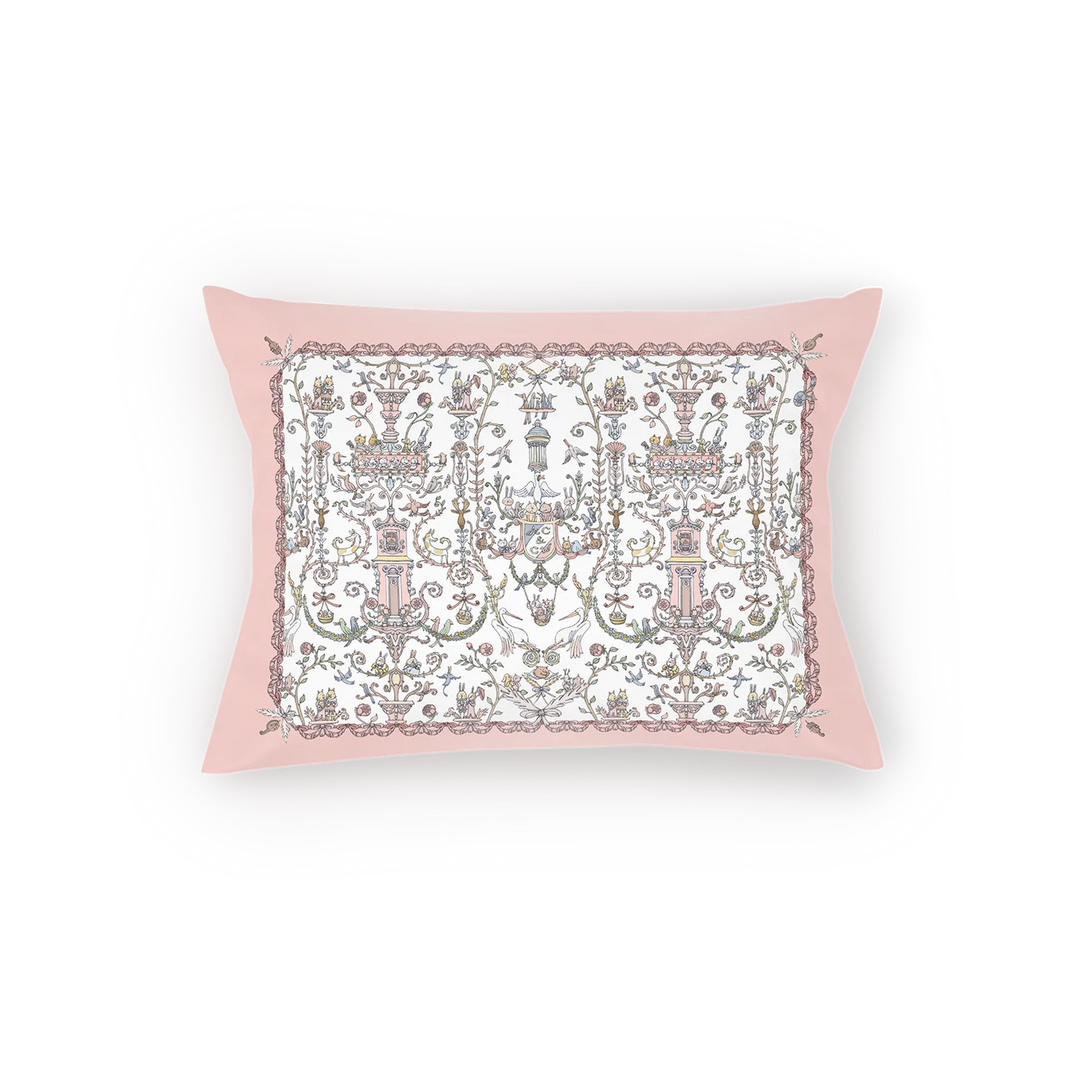 Atelier Choux Satin Cushion - Toile de Jouy Pink - Atelier Choux & Caitlin Wilson