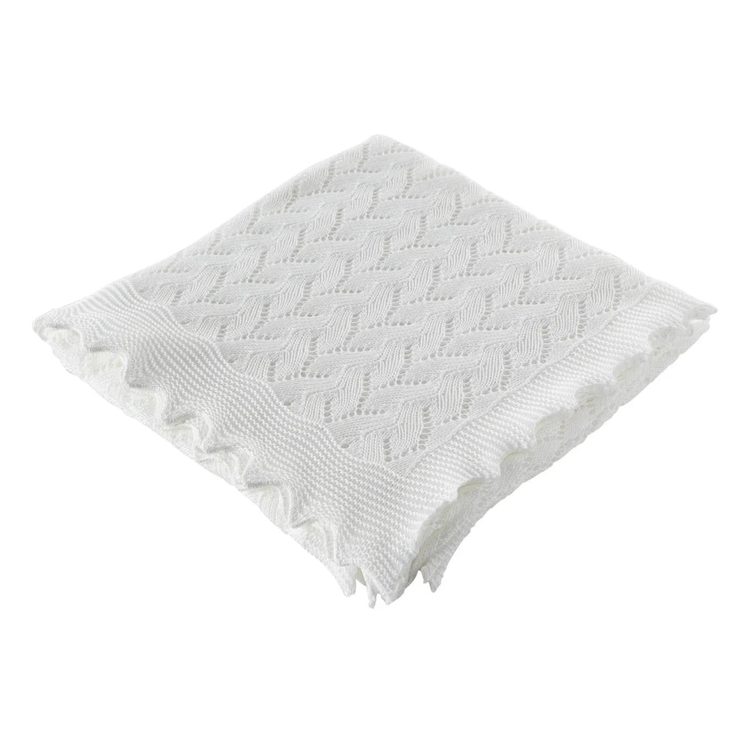 G.H. Hurt & Son Lacy Cotton Baby Shawl - White