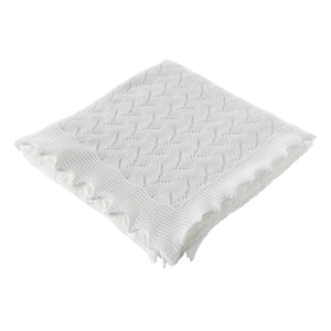 G.H. Hurt & Son Lacy Cotton Baby Shawl - White