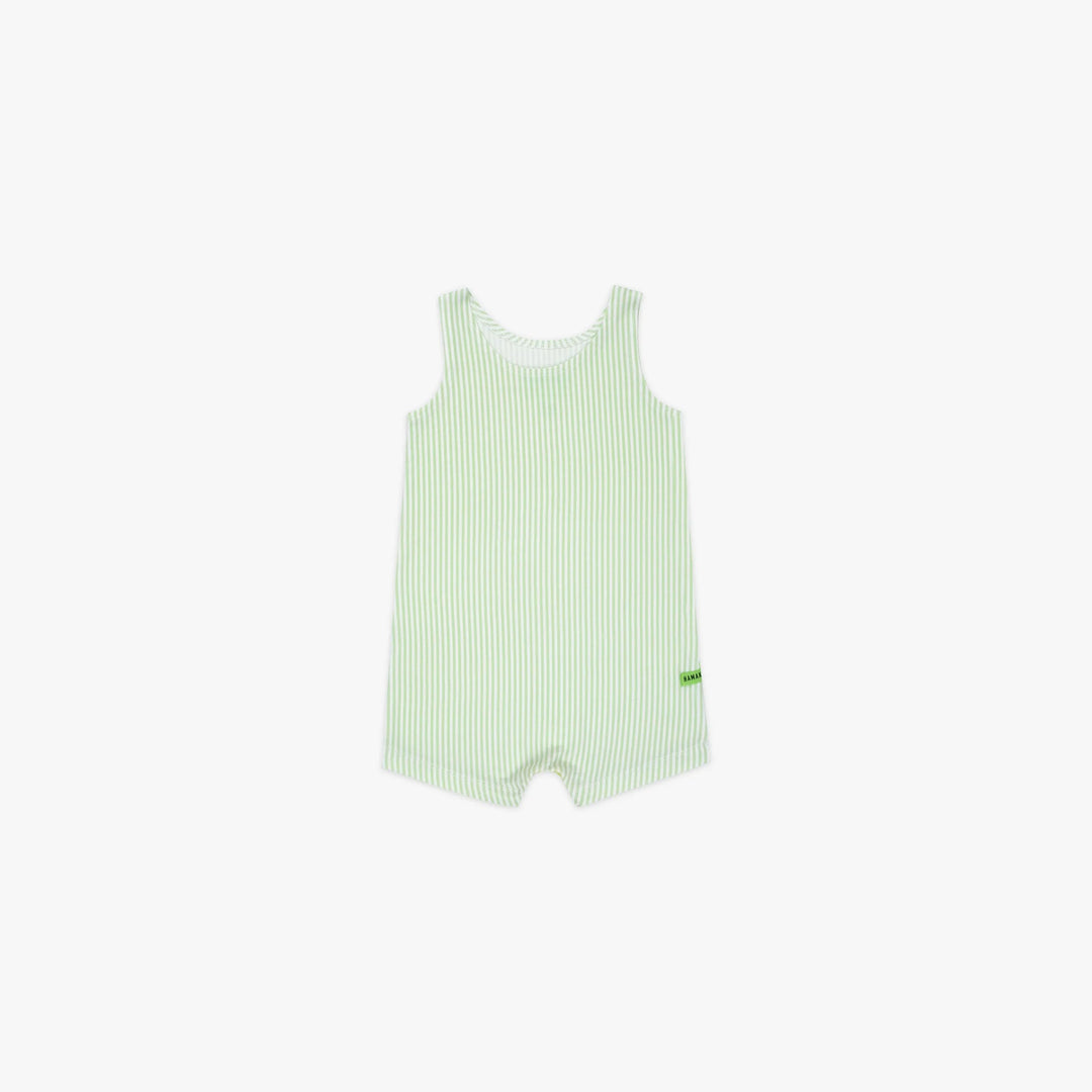 Hamako Tencel Striped Lime (SF) Sleeveless Romper