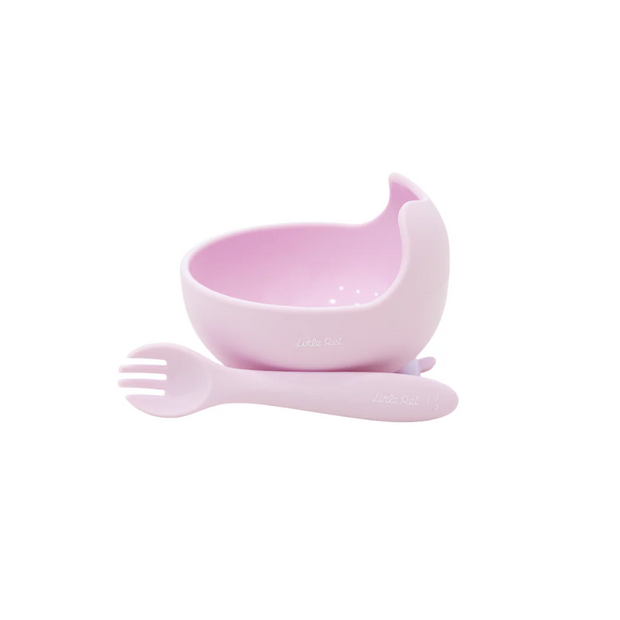 Little Rei Suction Bowl W/Spork - Lilac