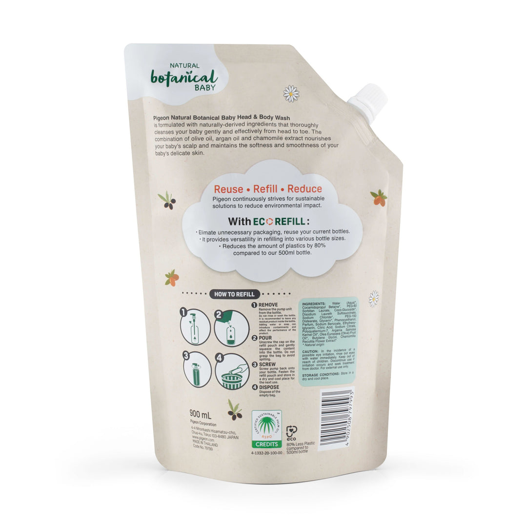 Pigeon Natural Botanical Baby Head & Body Wash 900ml Refill