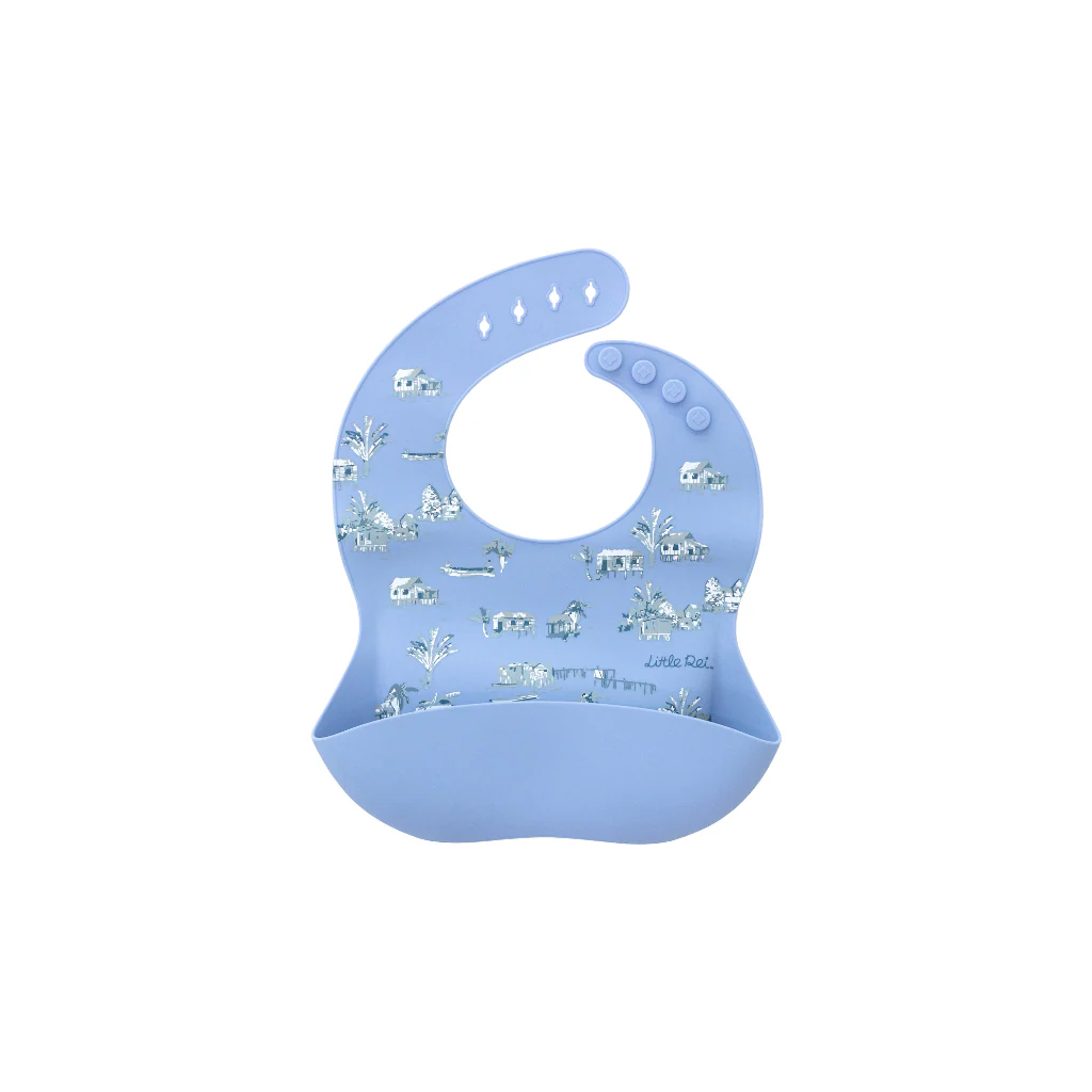 Little Rei Silicone Bib - Rustic - Blue