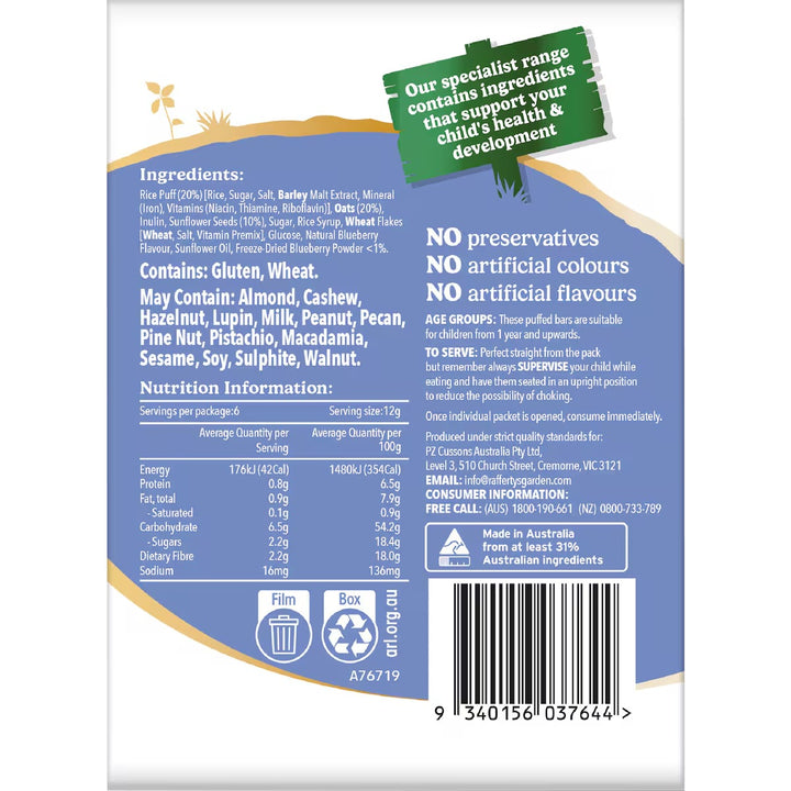 Rafferty's Garden Blueberry Puffed Rice Bars