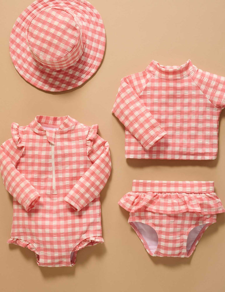 Purebaby Organic Printed Frilly Long Sleeve Swimsuit