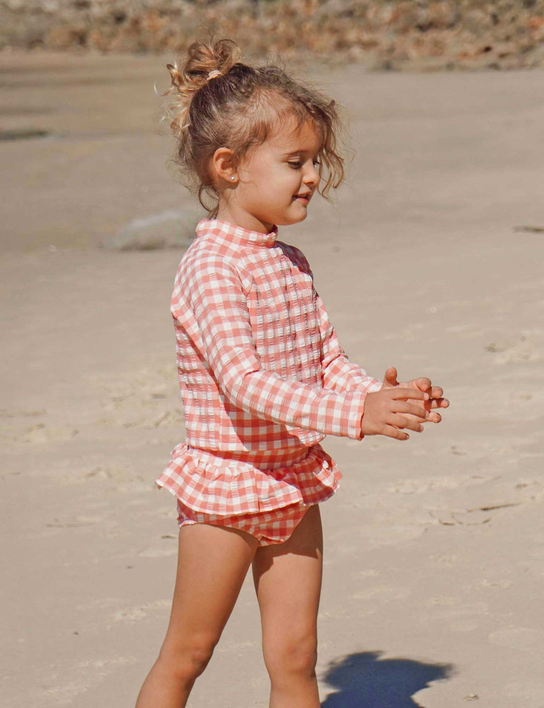 Purebaby Organic Printed Frilly Long Sleeve Swimsuit