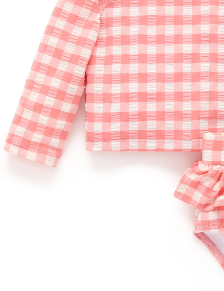 Purebaby Organic Printed Frilly Long Sleeve Swimsuit
