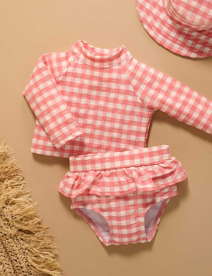 Purebaby Organic Printed Frilly Long Sleeve Swimsuit