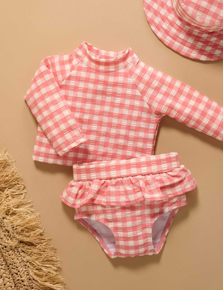 Purebaby Organic Printed Frilly Long Sleeve Swimsuit