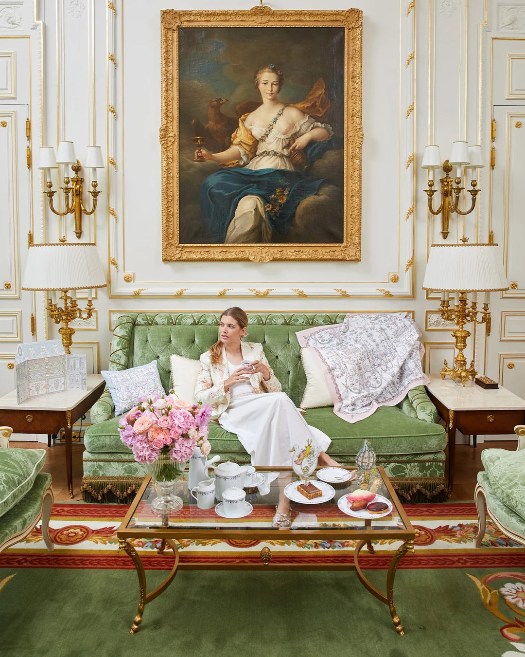 Atelier Choux Satin Cushion - Toile de Jouy Blue - Atelier Choux & Caitlin Wilson