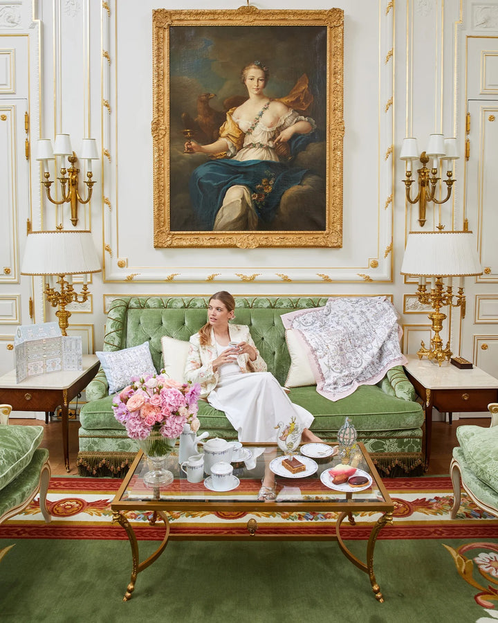 Atelier Choux Satin Cushion - Toile de Jouy Blue - Atelier Choux & Caitlin Wilson