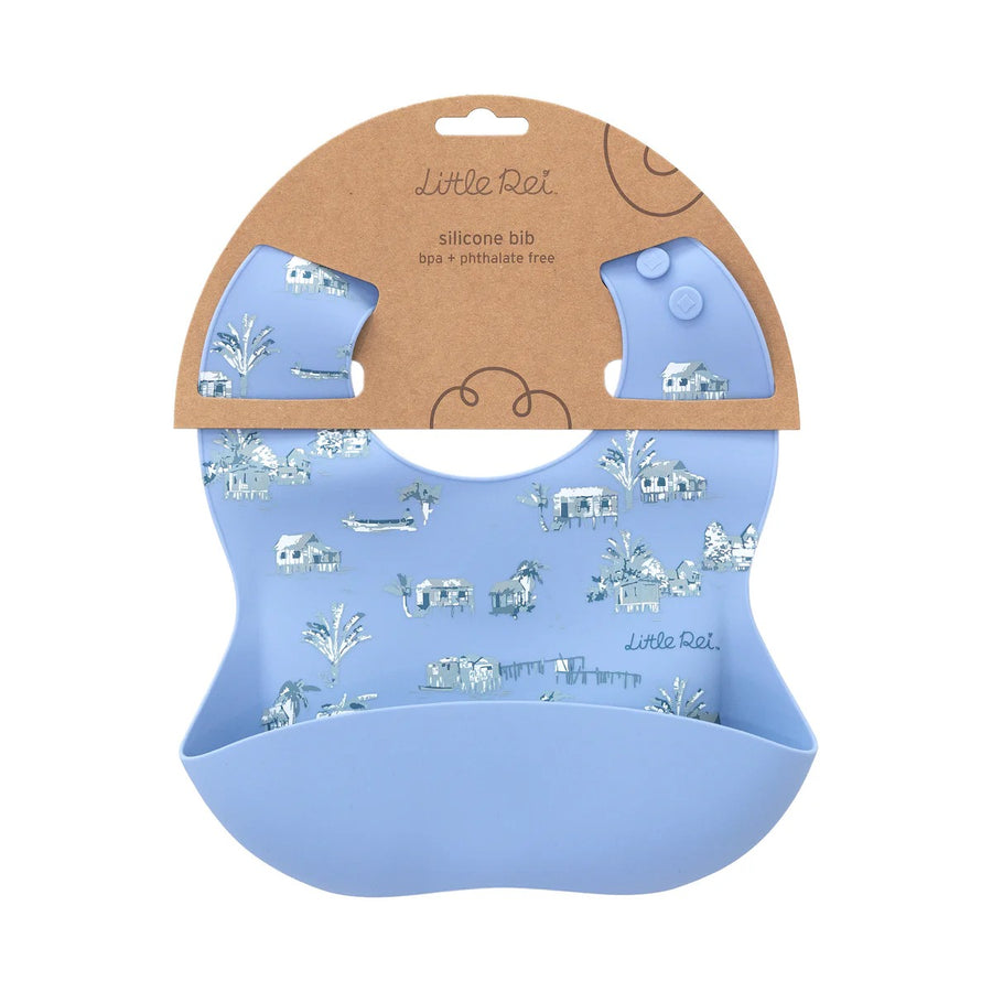 Little Rei Silicone Bib - Rustic - Blue