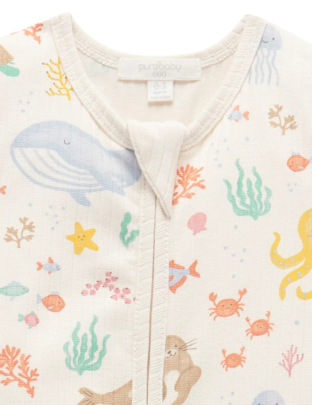 Purebaby Organic Rib Zip Growsuit