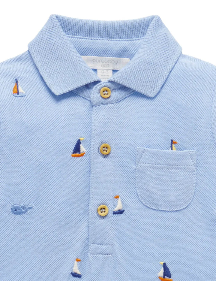 Purebaby Organic Growsuit - Yatch Broderie