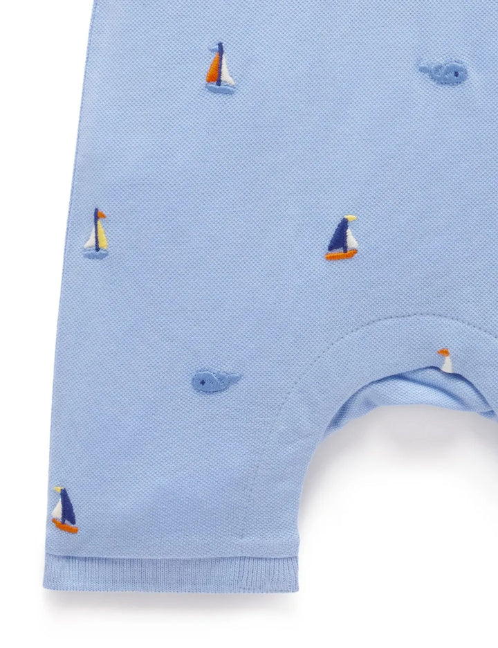 Purebaby Organic Growsuit - Yatch Broderie
