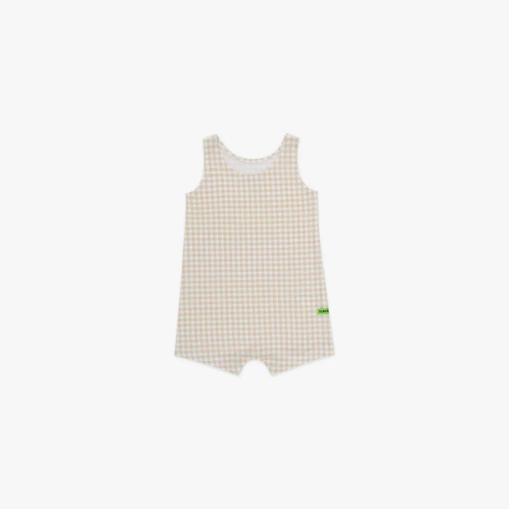 Hamako Tencel Creme Gigham (CG) Sleeveless Romper