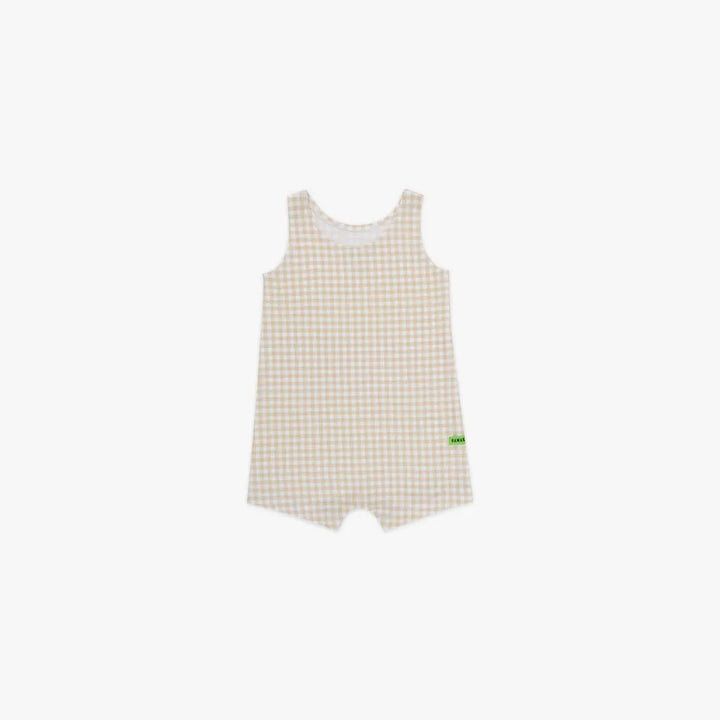 Hamako Tencel Creme Gigham (CG) Sleeveless Romper