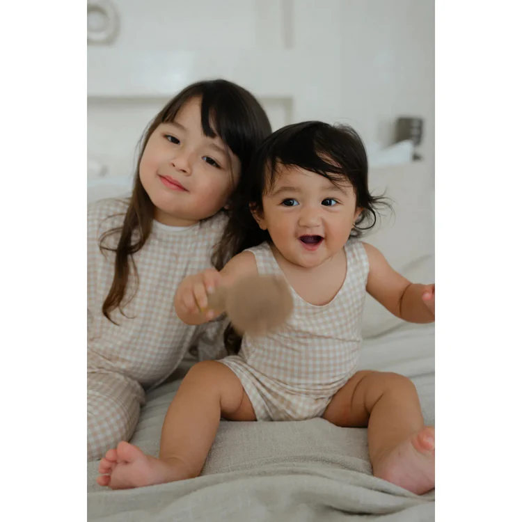 Hamako Tencel Creme Gigham (CG) Kids Long Set