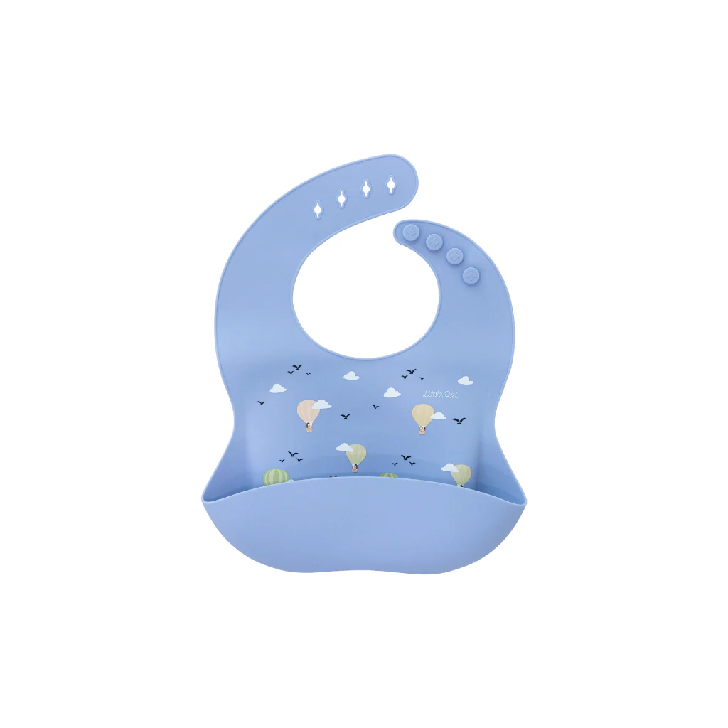 Little Rei Bib - Hot Air Balloons - Blue