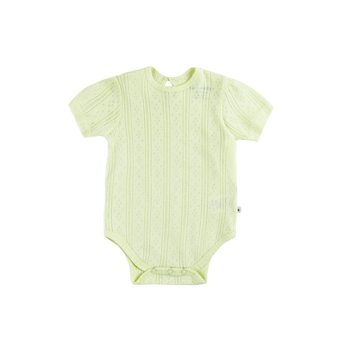 Kays + Kins Pointelle Puff Sleeve Bodysuit