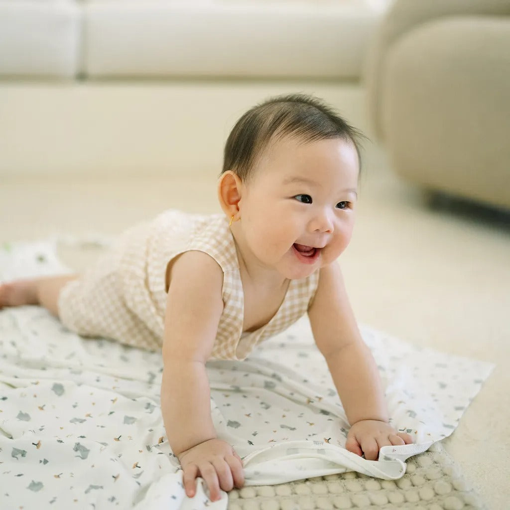 Hamako Tencel Creme Gigham (CG) Sleeveless Romper