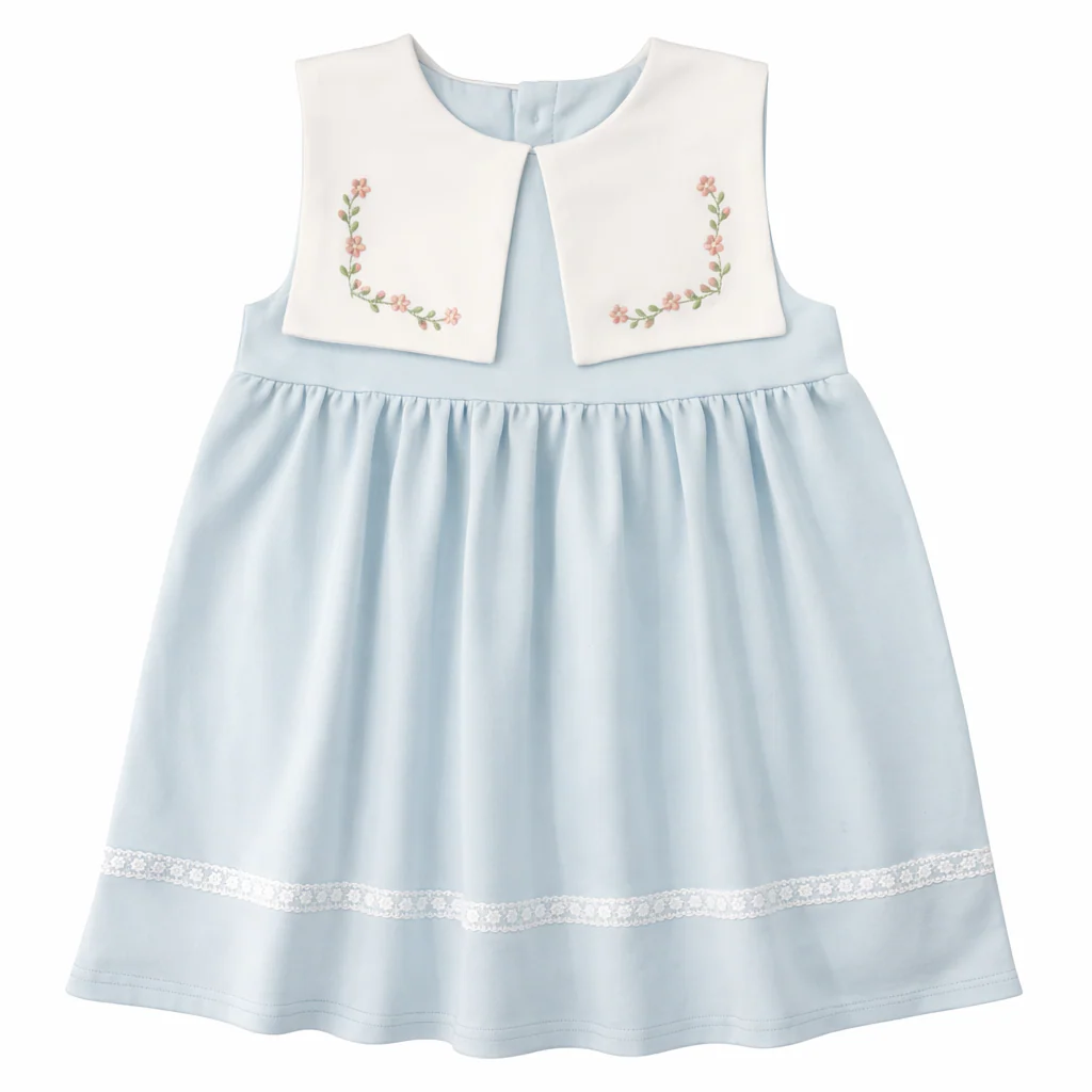 Twinkle Planet Organic Cotton Collar Sleeveless Dress - Light Blue