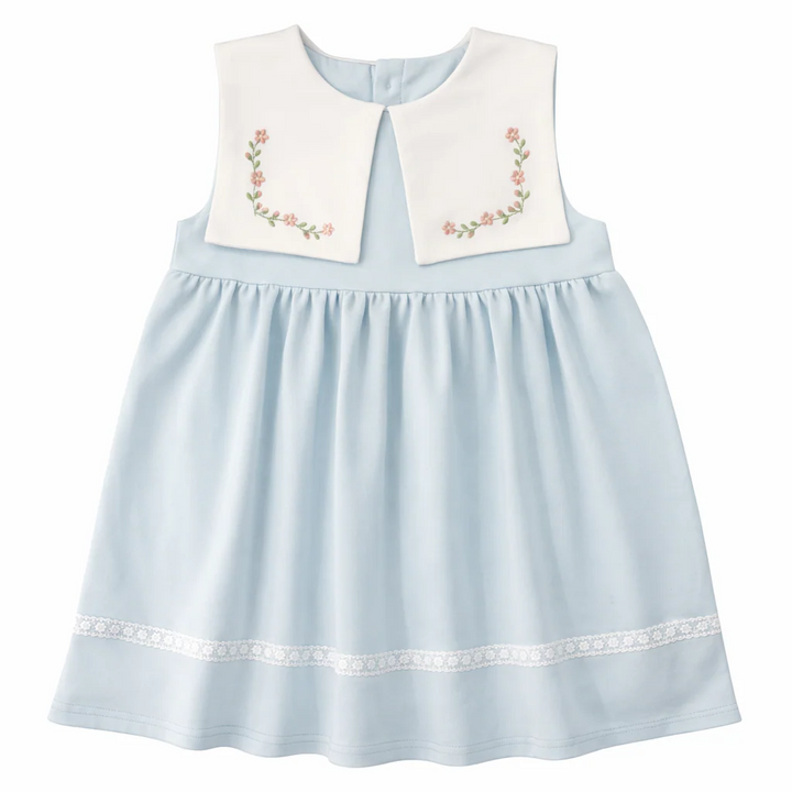 Twinkle Planet Organic Cotton Collar Sleeveless Dress - Light Blue