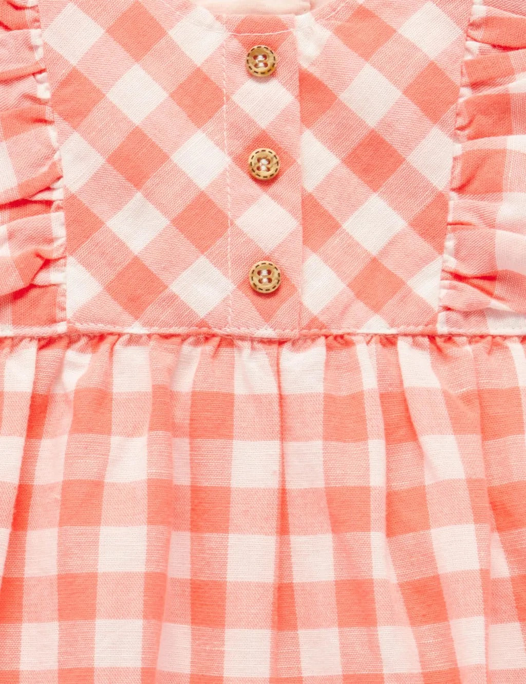 Purebaby Organic Gingham Romper Coral