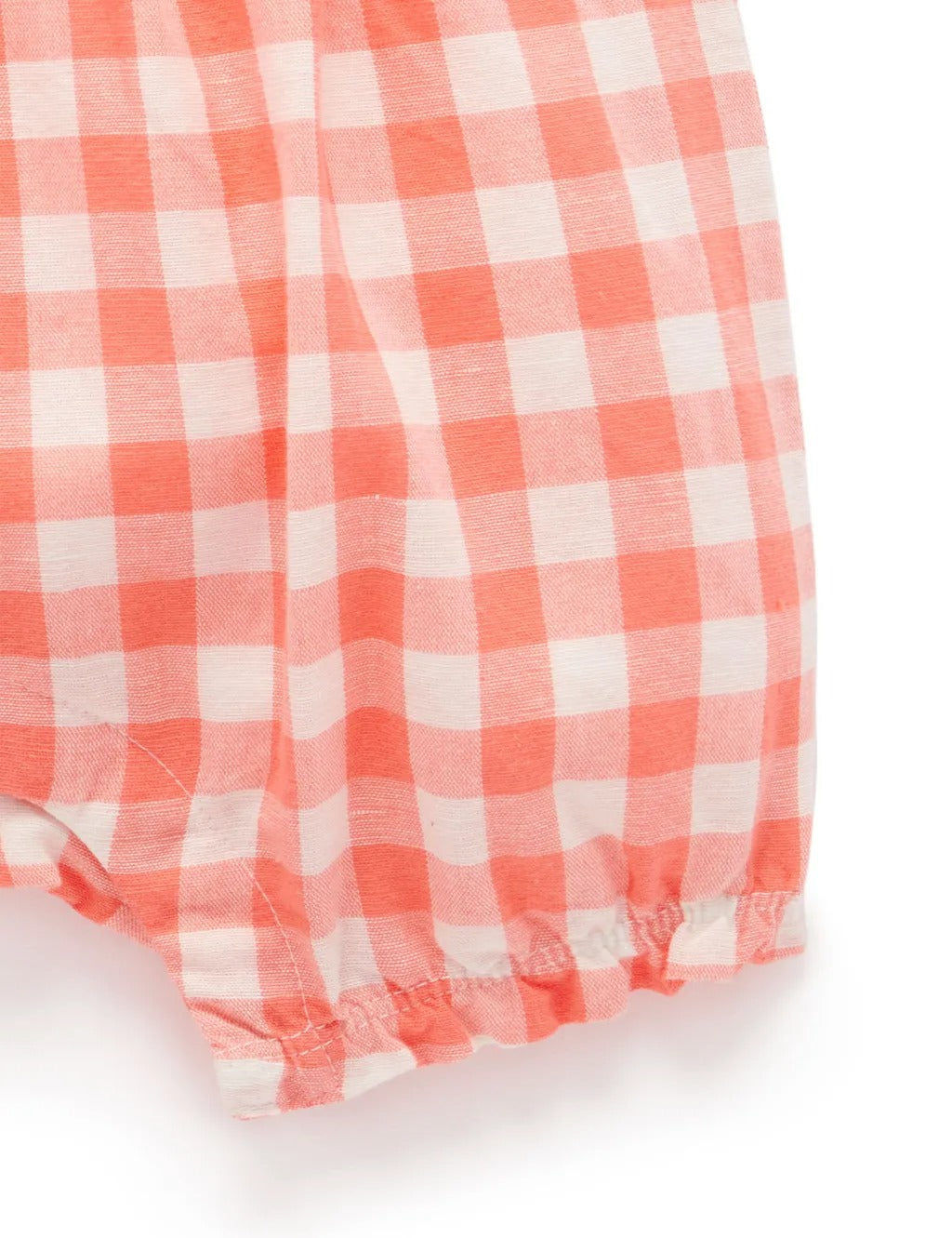 Purebaby Organic Gingham Romper Coral