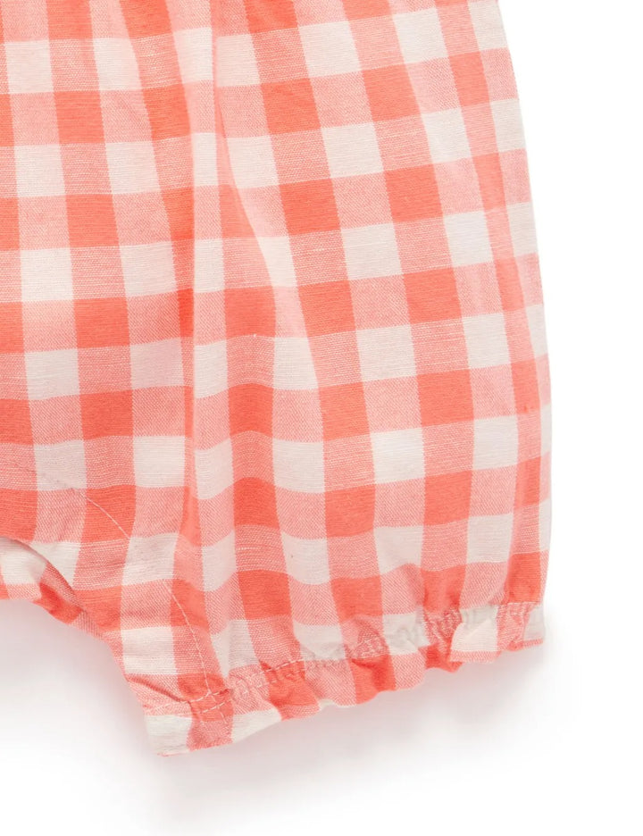 Purebaby Organic Gingham Romper Coral