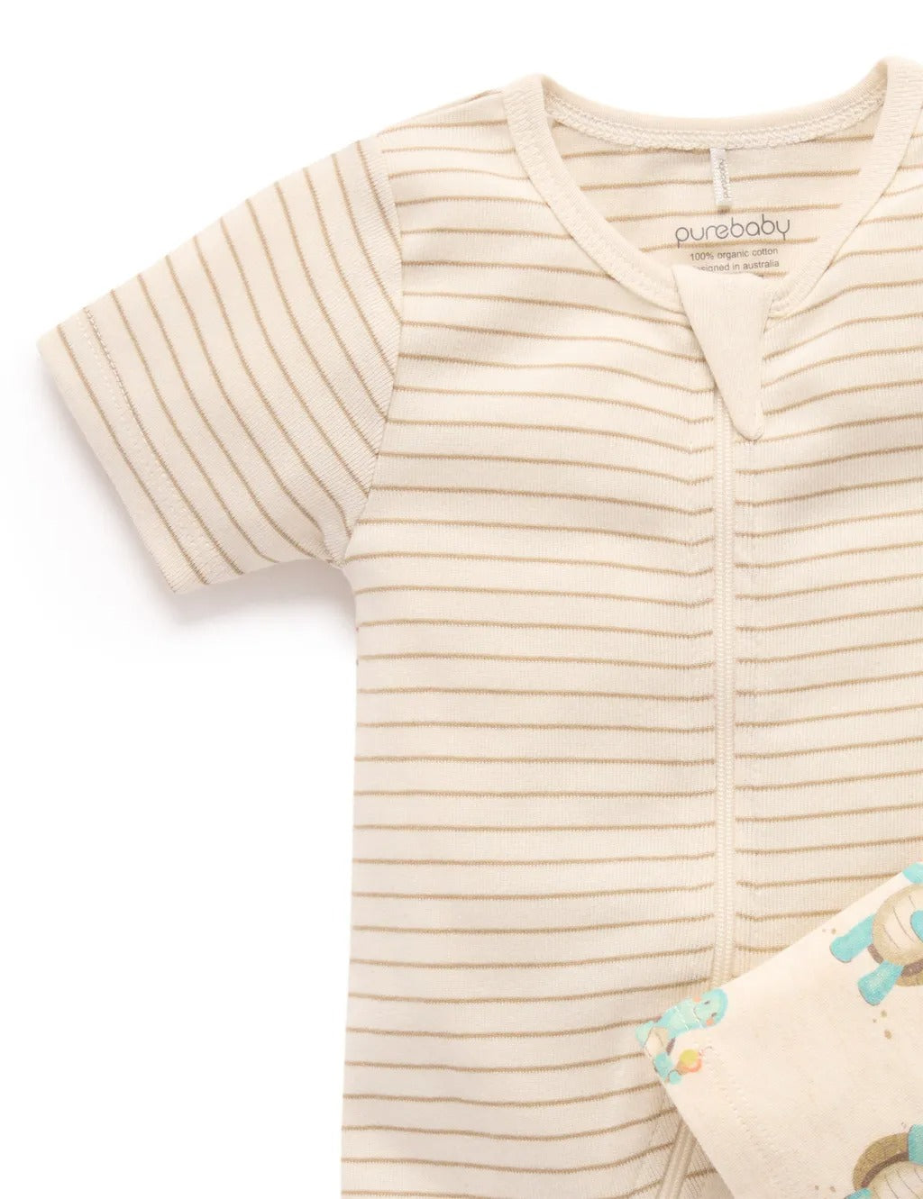 Purebaby 2 Pack Organic Digital Short Sleeve Growsuit