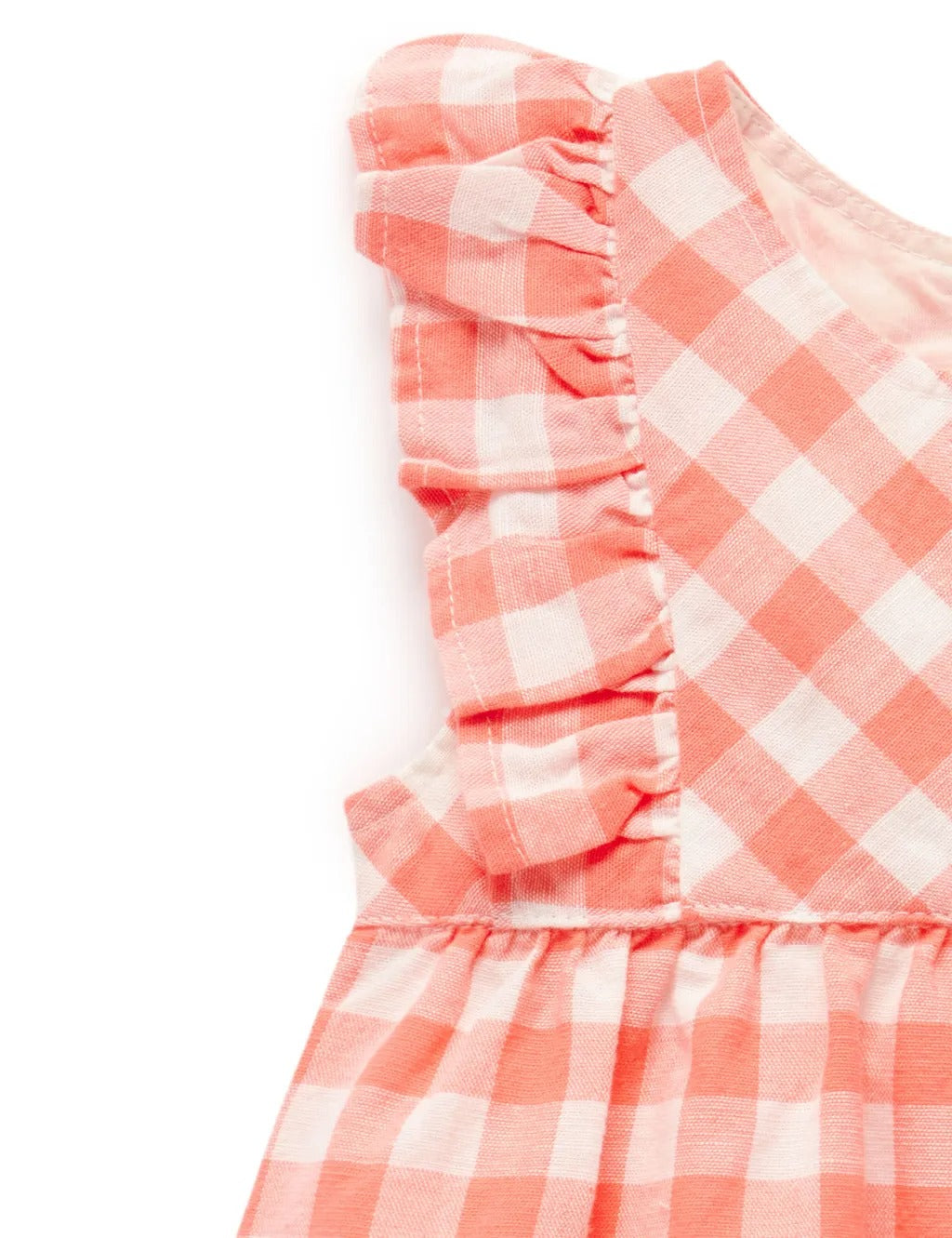Purebaby Organic Gingham Romper Coral