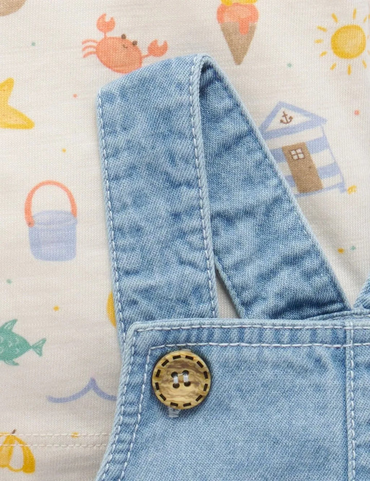 Purebaby Organic Resort 2Pc Overall Set - Faded Denim