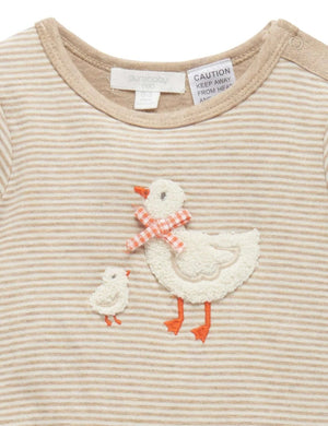 Purebaby Mini Stripe Biscuit Growsuit