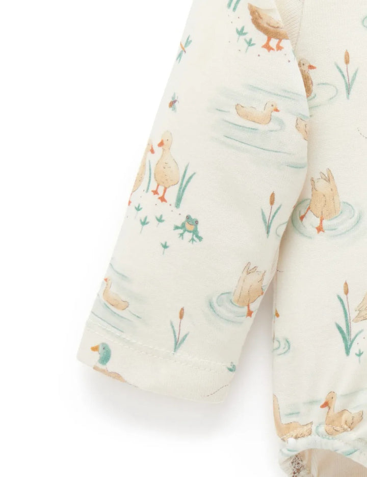 Purebaby Organic Bodysuit - Down River Ducky Print