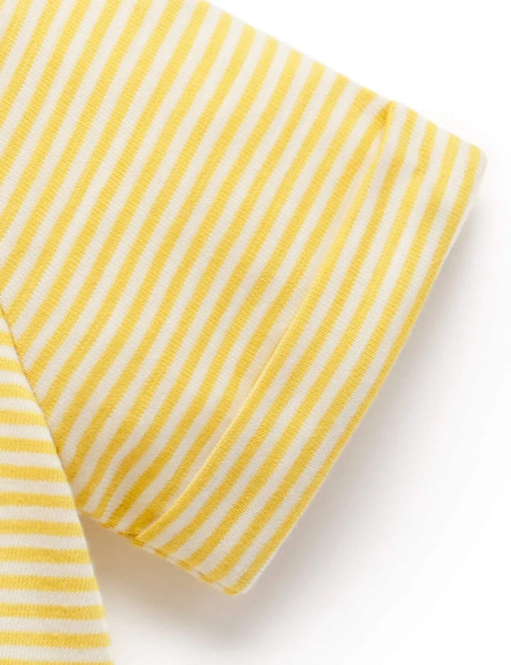 Purebaby Organic Short Striped Growsuit - Pineapple Mini Stripe